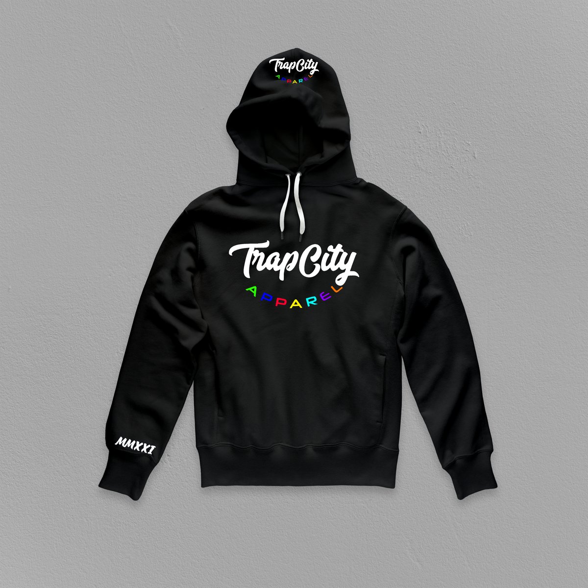 Black TrapCity Hoodie (Multi Color Logo) | TrapCityApparel